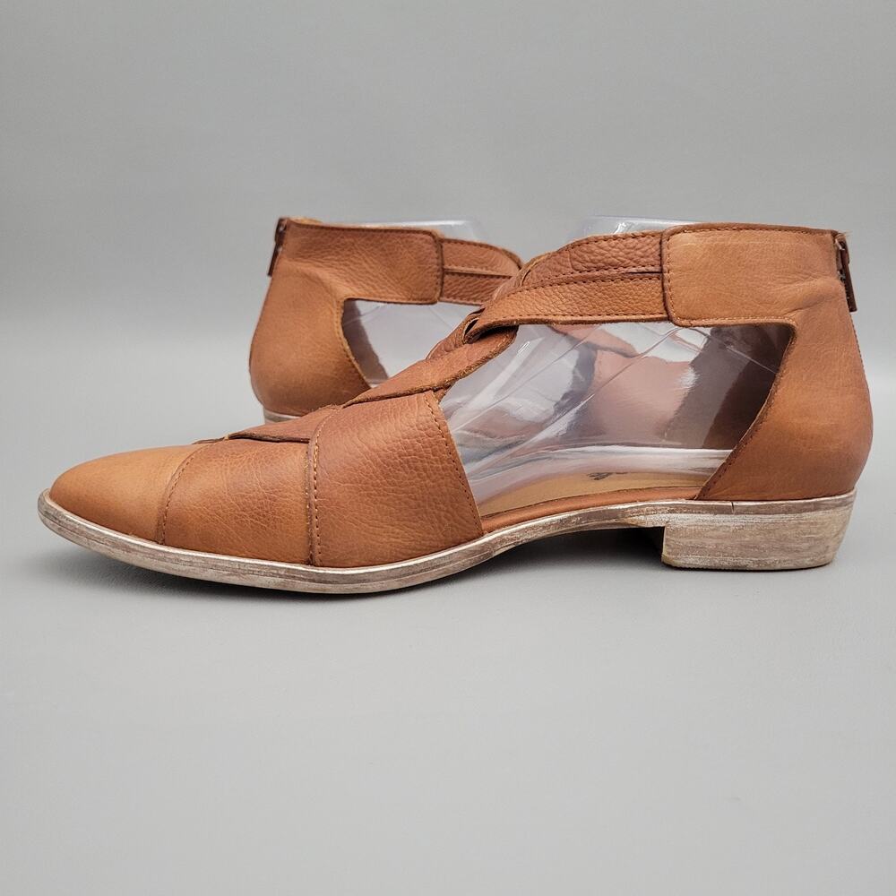 Free People Tan Leather Braided Cutout Sandals - Picture 4 of 12